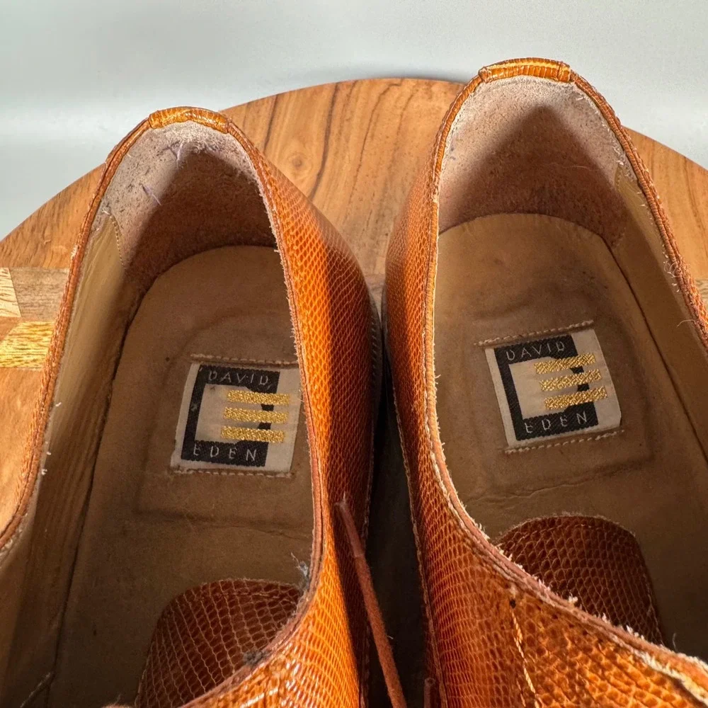 David‎ Eden Genuine Lizard Crocodile Embossed Leather Oxford Dress Shoes Mens 10